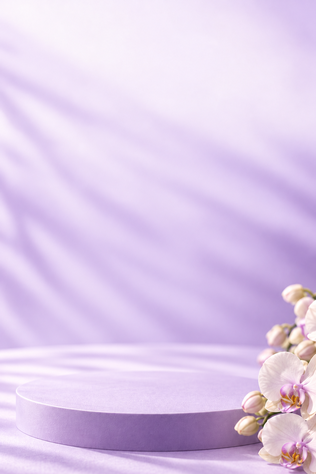 Lavender podium with white orchids